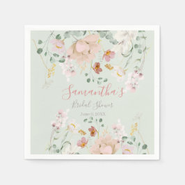 Blumenmuster Grün Rosa Rosa Elegante Paper-Teller Serviette