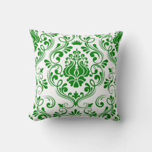 Blumenmuster Grün und Weiß Damask Elegantes Design Kissen