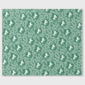 Blumenmuster, grün und weiß, Einhorn Geschenkpapier (Flach)