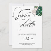 Blumenmuster Grün und Weiß Save the Date (Vorderseite)