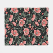 Blumenmuster Grüne Eiche Blätter und rosa Blume Fleecedecke (Vorderseite (Horizontal))