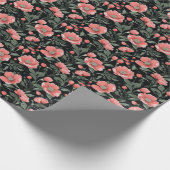 Blumenmuster Grüne Eiche Blätter und rosa Blume Geschenkpapier (Ecke)