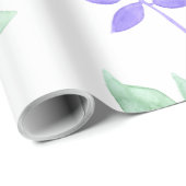 Blumenmuster, grüne und lila Blätter Geschenkpapier (Rolleneckpunkt)