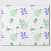 Blumenmuster, grüne und lila Blätter Geschenkpapier (Flach)