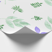 Blumenmuster, grüne und lila Blätter Geschenkpapier (Ecke)