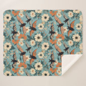 Blumenmuster Halloween Bats & Blume Sherpadecke (Vorderseite (Horizontal))