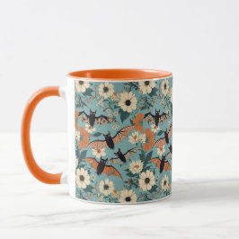 Blumenmuster Halloween Bats & Blume Tasse