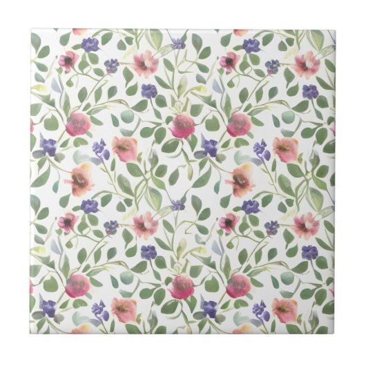 Blumenmuster Heliotrop Blumen Fliese (Vorderseite)