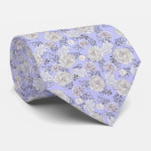 Blumenmuster Hellblaue Blumen Krawatte (Gerollt)