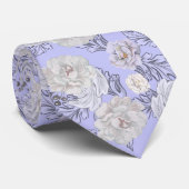 Blumenmuster Hellblaue Große Blumen Krawatte (Gerollt)