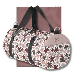 Blumenmuster Herbstfarben Text und Name Duffle Bag