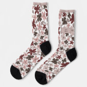 Blumenmuster Herbstfarben Text und Name Socken (Linkes Detail)