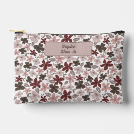 Blumenmuster Herbstfarben Text und Name Zubehörtasche