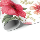 Blumenmuster-Hibiskus-Blume Geschenkpapier (Rolleneckpunkt)