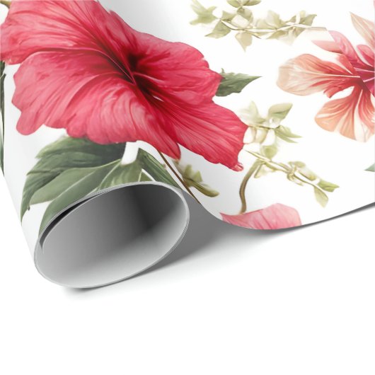 Blumenmuster-Hibiskus-Blume Geschenkpapier (Rolleneckpunkt)