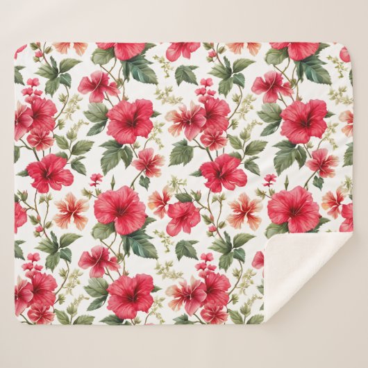 Blumenmuster-Hibiskus-Blume Sherpadecke (Vorderseite (Horizontal))