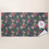 Blumenmuster Hibiskus Monogram Badetuch (Vorderseite)