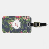 Blumenmuster Hibiskus-Monogramm-Gepäck-Umbau Gepäckanhänger (Vorderseite horizontal)