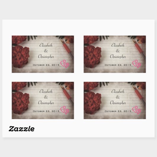 Blumenmuster-Hochzeitpapier für Herbst Rechteckiger Aufkleber (Blatt)