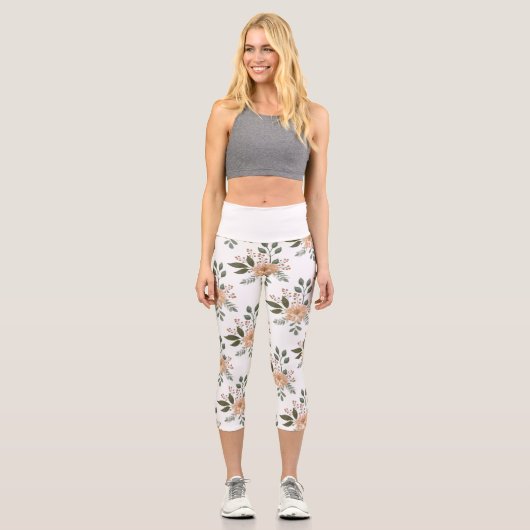 Blumenmuster Hoher Waisted Capri Leggings (Vorderseite)