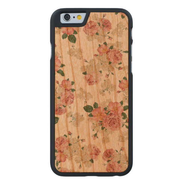 Blumenmuster hölzerner iphone Fall Carved Wood iPhone Hülle (Rückseite)