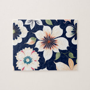 Blumenmuster Hübsche Pastellfarben Weiße Blumen Puzzle