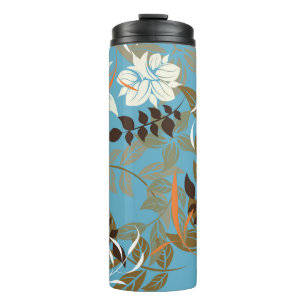 Blumenmuster-Illustration: Nahtlose Vintage Rückse Thermosbecher