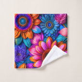 Blumenmuster im bohischen Stil Badhandtuch Set (Waschlappen)