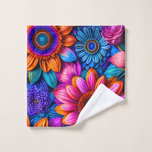 Blumenmuster im bohischen Stil Badhandtuch Set (Waschlappen)