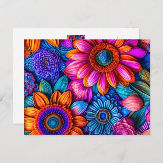 Blumenmuster im bohischen Stil - bei jedem Anlass Postkarte (Vorne/Hinten)