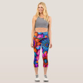Blumenmuster im bohischen Stil Capri Leggings (Vorderseite)
