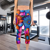Blumenmuster im bohischen Stil Capri Leggings