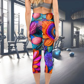 Blumenmuster im bohischen Stil Capri Leggings