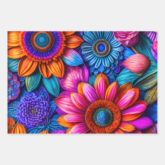 Blumenmuster im bohischen Stil Geschenkpapier Set (Vorderseite 2)