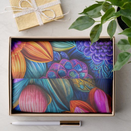 Blumenmuster im bohischen Stil Seidenpapier (Geschenk)