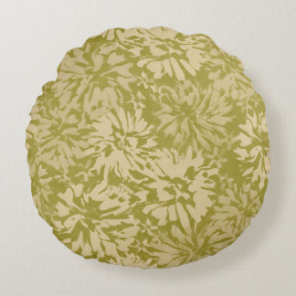 Blumenmuster im Boho-Stil im Retro-Look. Rundes Kissen