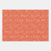 Blumenmuster im Freien rot-gelb Geschenkpapier Set (Vorderseite 2)