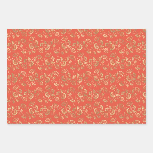 Blumenmuster im Freien rot-gelb Geschenkpapier Set (Vorderseite 2)