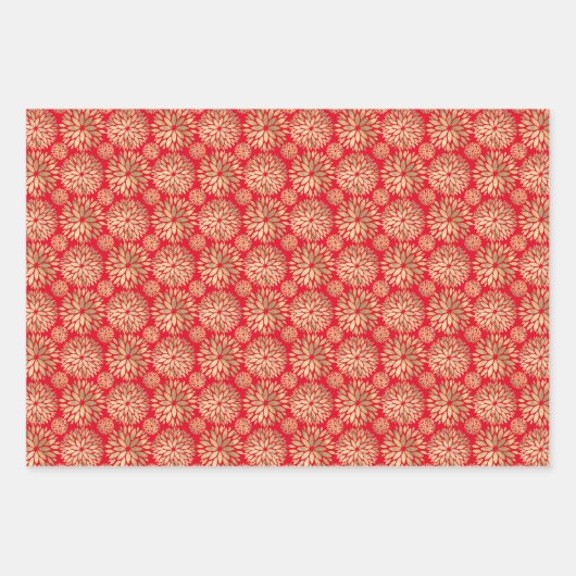 Blumenmuster im Freien rot-gelb Geschenkpapier Set (Vorderseite)