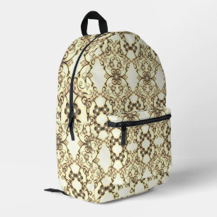 Blumenmuster im goldenen Sepia-Look Bedruckter Rucksack