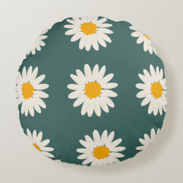 Blumenmuster im grünen Hintergrund Rundes Kissen