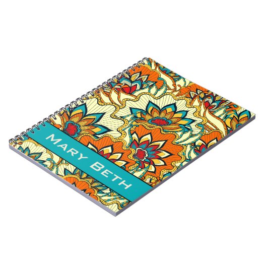 Blumenmuster im Herbst mit Namen Notizblock (Linke Seite)