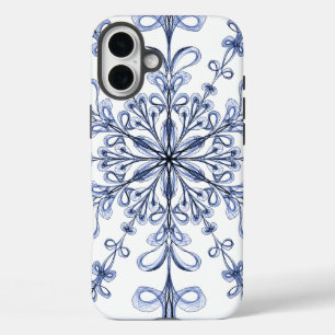 Blumenmuster im Jugendstil Cornflower Blue Design iPhone 16 Plus Hülle