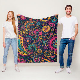 Blumenmuster im Paisley-Stil Fleecedecke