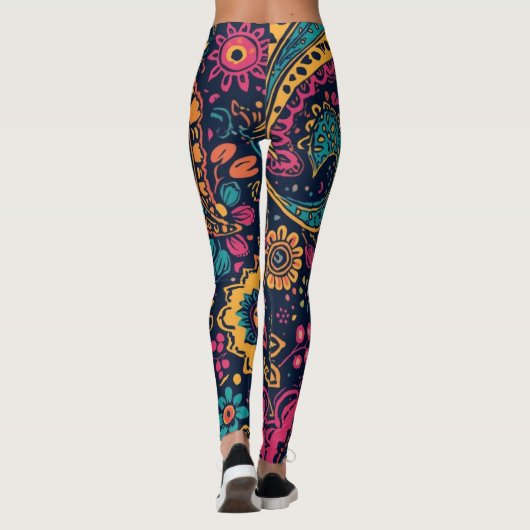 Blumenmuster im Paisley-Stil Leggings (Rückseite)