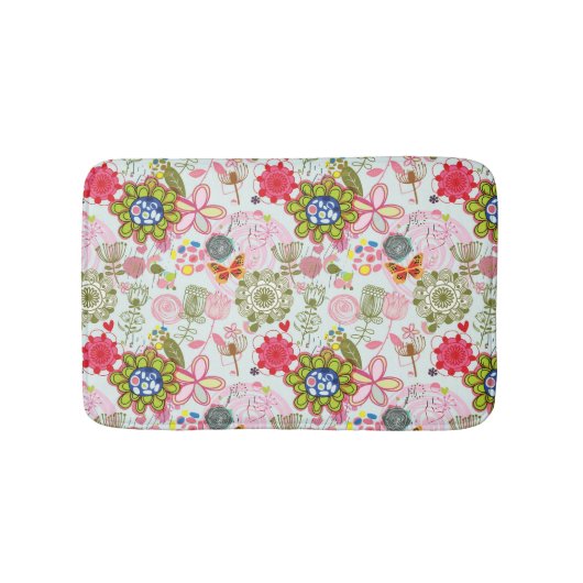 Blumenmuster im Retro-Stil 2 Badematte (Vorderseite)