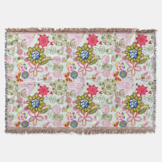 Blumenmuster im Retro-Stil 2 Decke (Vorderseite)