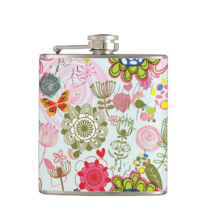 Blumenmuster im Retro-Stil 2 Flachmann