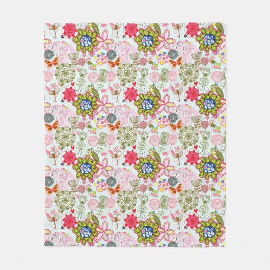 Blumenmuster im Retro-Stil 2 Fleecedecke (Vorderseite)