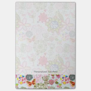 Blumenmuster im Retro-Stil 2 Post-it Klebezettel